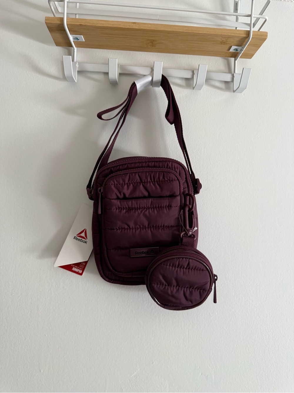 NWT Reebok Women's Burgundy Crossbody Bag with Coin Pouch
